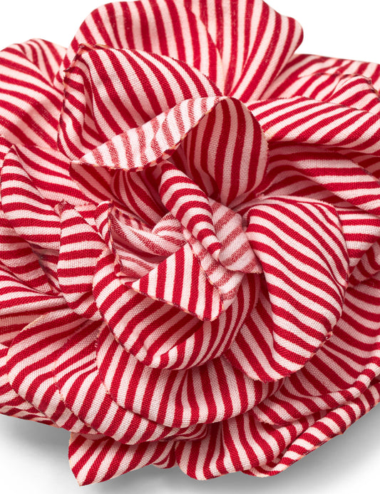 MN Rose Brooch, Stripe Red/White