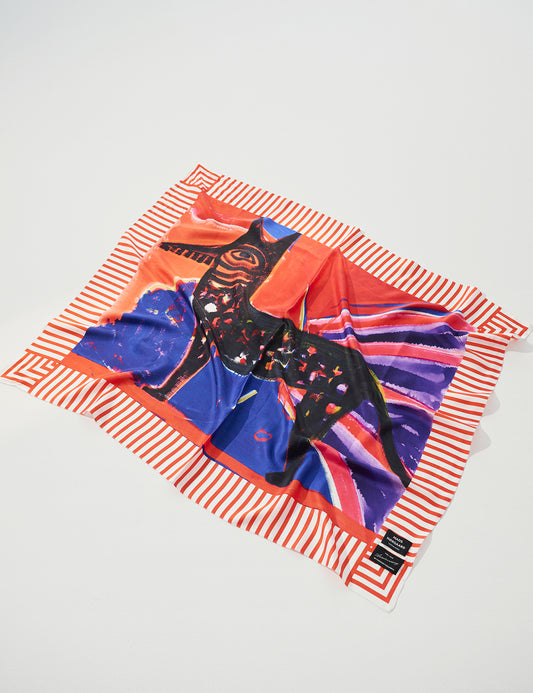 100% Silk Farshad Scarf, Red Multi