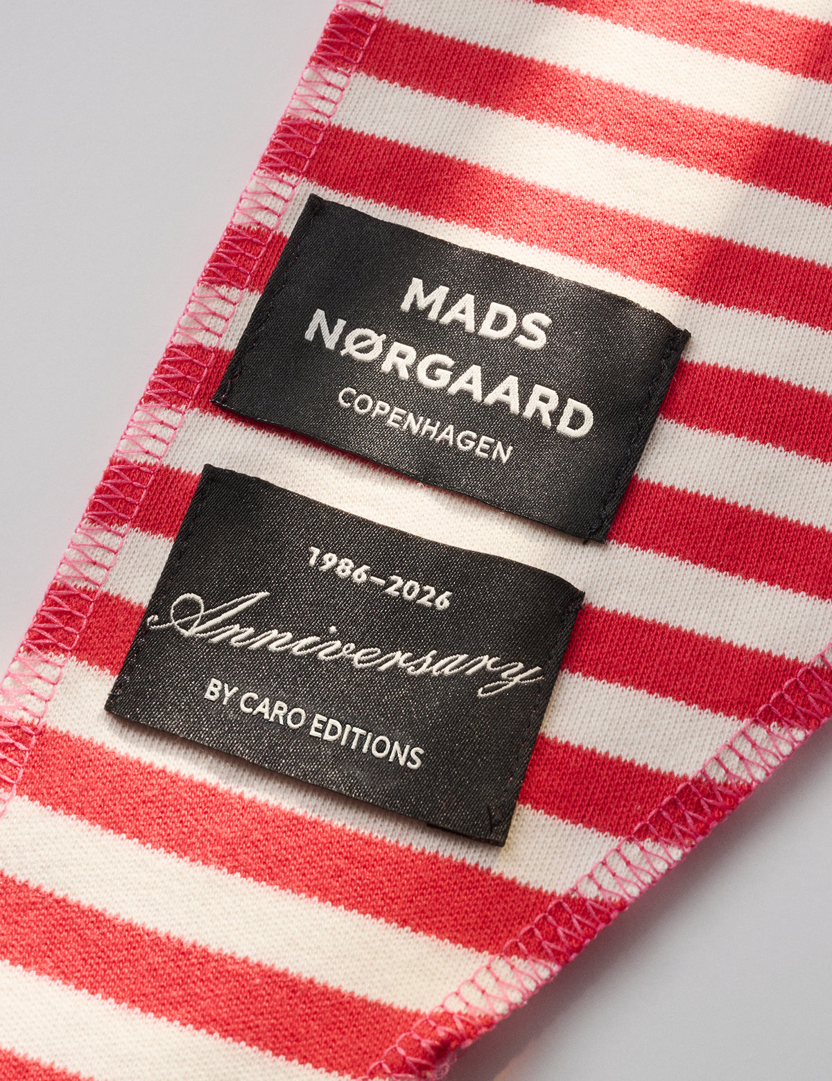 Knitted in Denmark Caro scarf, Stripe Red/White