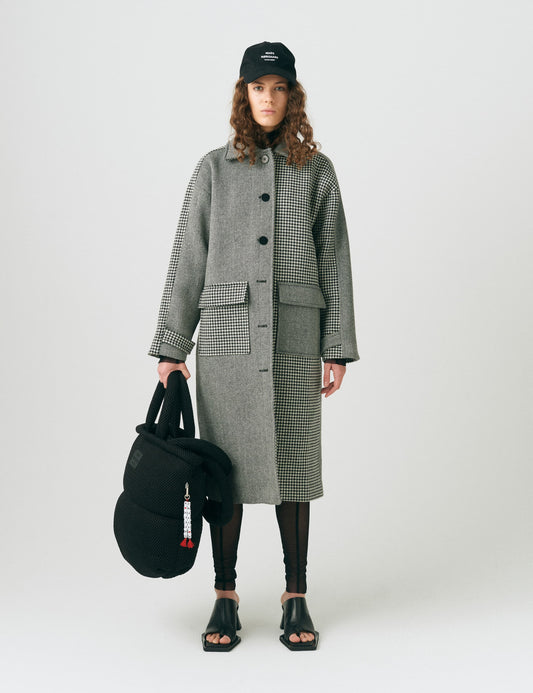 Bonded Wool Jamili Coat, Black/White