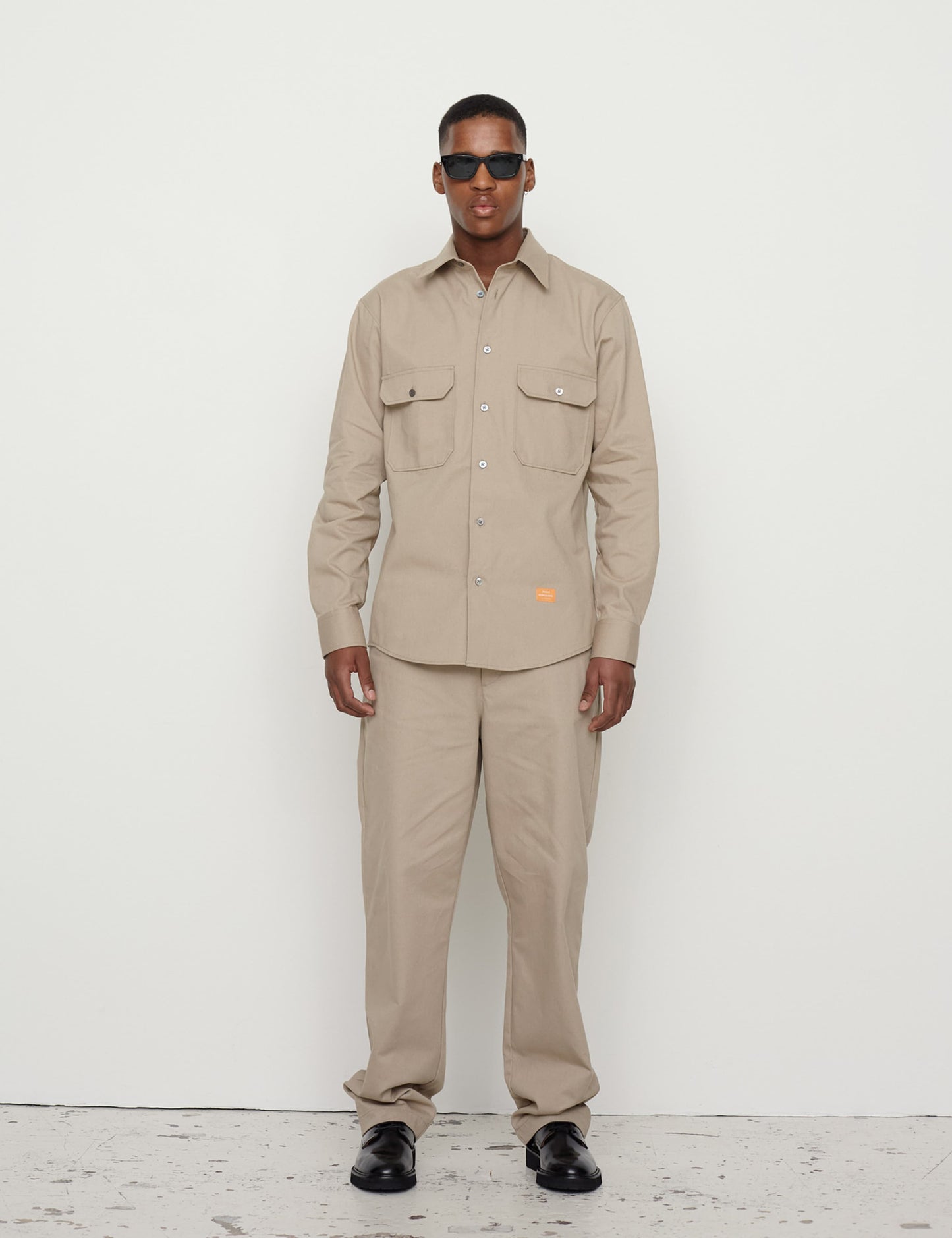 Crisp Twill Storm Work Shirt, Vintage Khaki